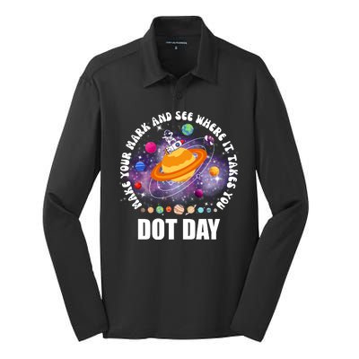 Make Mark Planets International Dot Day Silk Touch Performance Long Sleeve Polo