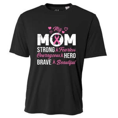 My Mom Pink Ribbon Warrior Inspirational Breast Cancer Cooling Performance Crew T-Shirt