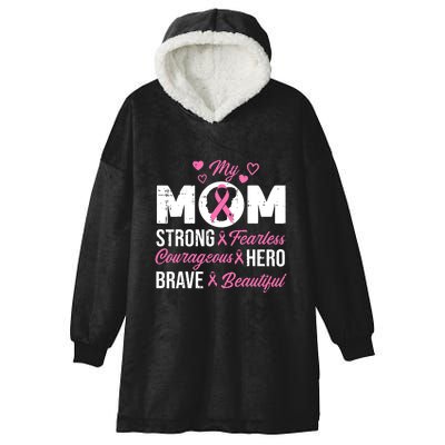 My Mom Pink Ribbon Warrior Inspirational Breast Cancer Hooded Wearable Blanket