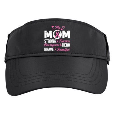 My Mom Pink Ribbon Warrior Inspirational Breast Cancer Adult Drive Performance Visor