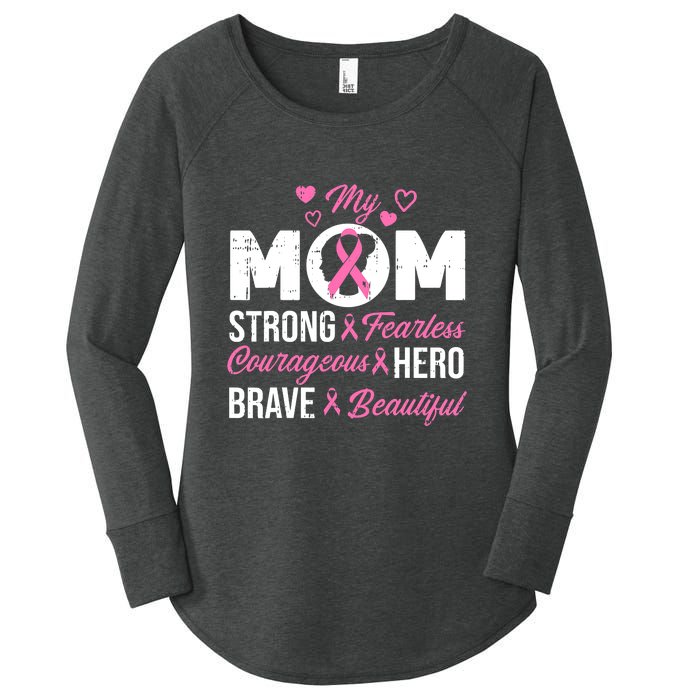 My Mom Pink Ribbon Warrior Inspirational Breast Cancer Women's Perfect Tri Tunic Long Sleeve Shirt