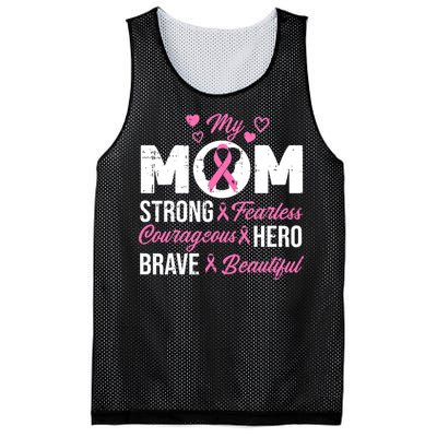 My Mom Pink Ribbon Warrior Inspirational Breast Cancer Mesh Reversible Basketball Jersey Tank