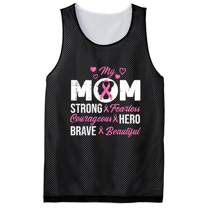 My Mom Pink Ribbon Warrior Inspirational Breast Cancer Mesh Reversible Basketball Jersey Tank