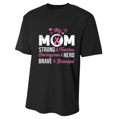 My Mom Pink Ribbon Warrior Inspirational Breast Cancer Performance Sprint T-Shirt