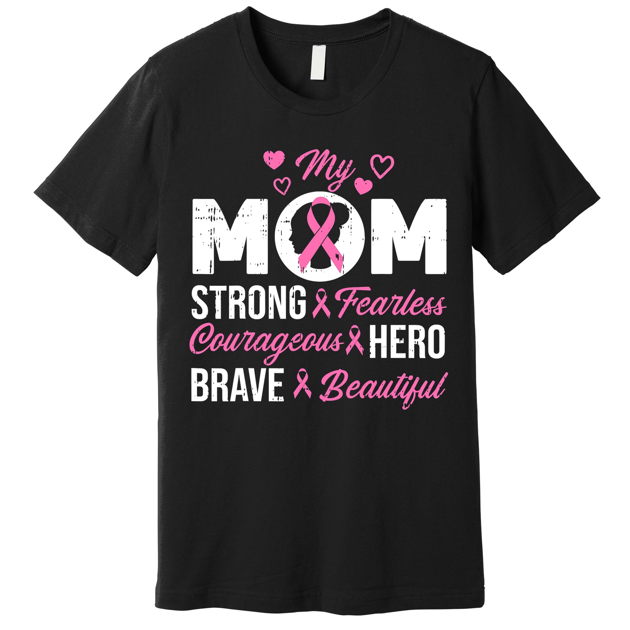 My Mom Pink Ribbon Warrior Inspirational Breast Cancer Premium T-Shirt