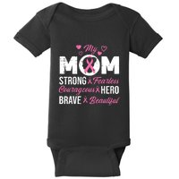 My Mom Pink Ribbon Warrior Inspirational Breast Cancer Baby Bodysuit