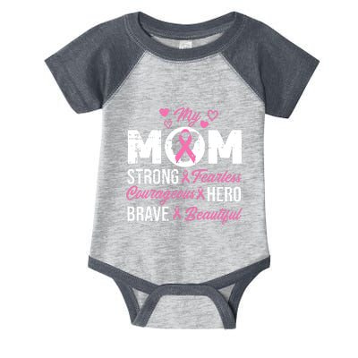 My Mom Pink Ribbon Warrior Inspirational Breast Cancer Infant Baby Jersey Bodysuit