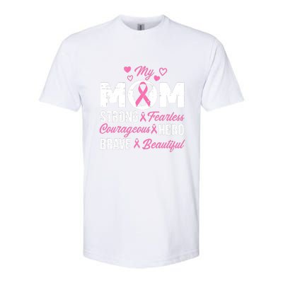 My Mom Pink Ribbon Warrior Inspirational Breast Cancer Softstyle CVC T-Shirt