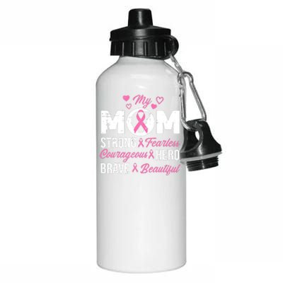 My Mom Pink Ribbon Warrior Inspirational Breast Cancer Aluminum Water Bottle