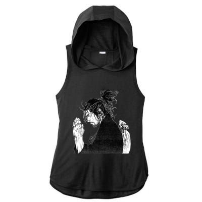 Miyamoto Musashi Praying Ladies PosiCharge Tri-Blend Wicking Draft Hoodie Tank