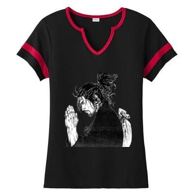 Miyamoto Musashi Praying Ladies Halftime Notch Neck Tee