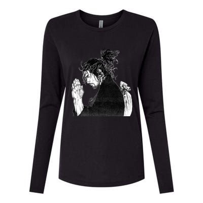 Miyamoto Musashi Praying Womens Cotton Relaxed Long Sleeve T-Shirt