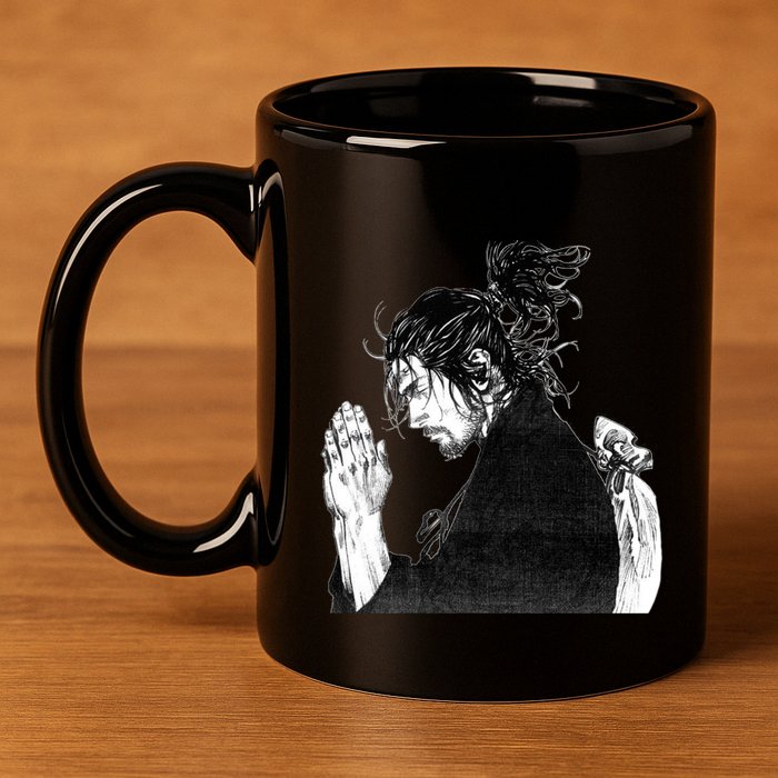 Miyamoto Musashi Praying 11oz C Handle Ceramic Mug