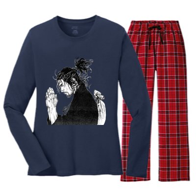 Miyamoto Musashi Praying Women's Long Sleeve Flannel Pajama Set 