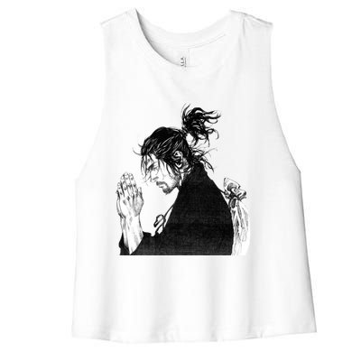 Miyamoto Musashi Praying Women's Racerback Cropped Tank