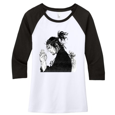 Miyamoto Musashi Praying Women's Tri-Blend 3/4-Sleeve Raglan Shirt