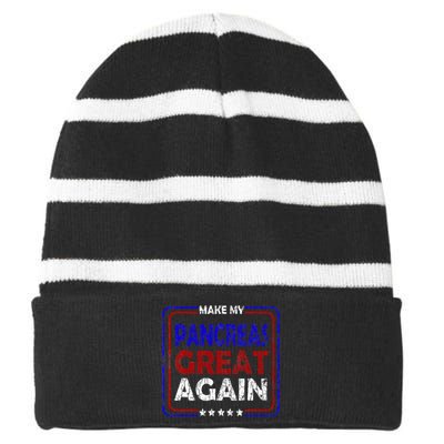 Make My Pancreas Great Again Funny Diabetes Diabetic Graphic Striped Beanie with Solid Band