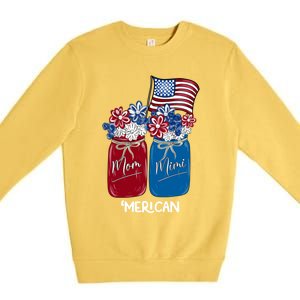 Mom Mimi Patriotic Flower American Flag Memorial Day Gift Premium Crewneck Sweatshirt