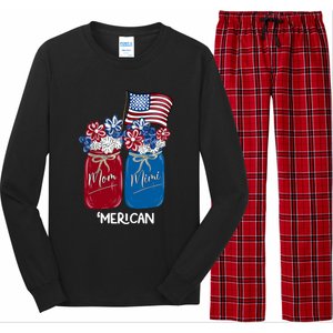 Mom Mimi Patriotic Flower American Flag Memorial Day Gift Long Sleeve Pajama Set