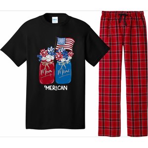 Mom Mimi Patriotic Flower American Flag Memorial Day Gift Pajama Set