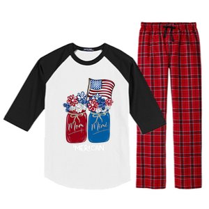 Mom Mimi Patriotic Flower American Flag Memorial Day Gift Raglan Sleeve Pajama Set