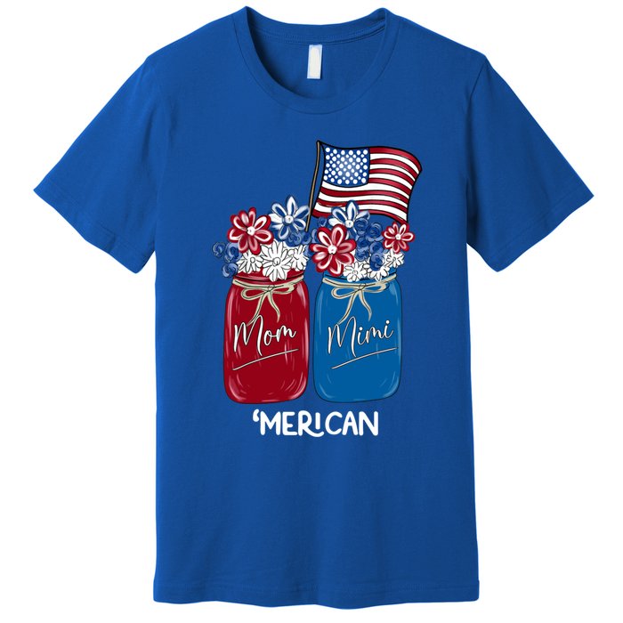 Mom Mimi Patriotic Flower American Flag Memorial Day Gift Premium T-Shirt