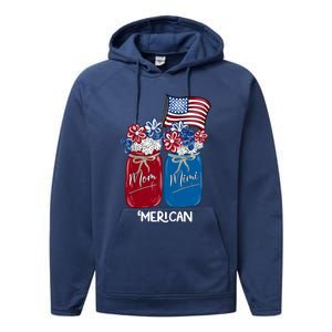 Mom Mimi Patriotic Flower American Flag Memorial Day Gift Performance Fleece Hoodie