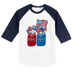 Mom Mimi Patriotic Flower American Flag Memorial Day Gift Baseball Sleeve Shirt