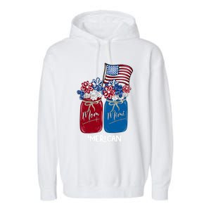 Mom Mimi Patriotic Flower American Flag Memorial Day Gift Garment-Dyed Fleece Hoodie