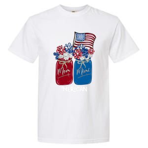 Mom Mimi Patriotic Flower American Flag Memorial Day Gift Garment-Dyed Heavyweight T-Shirt