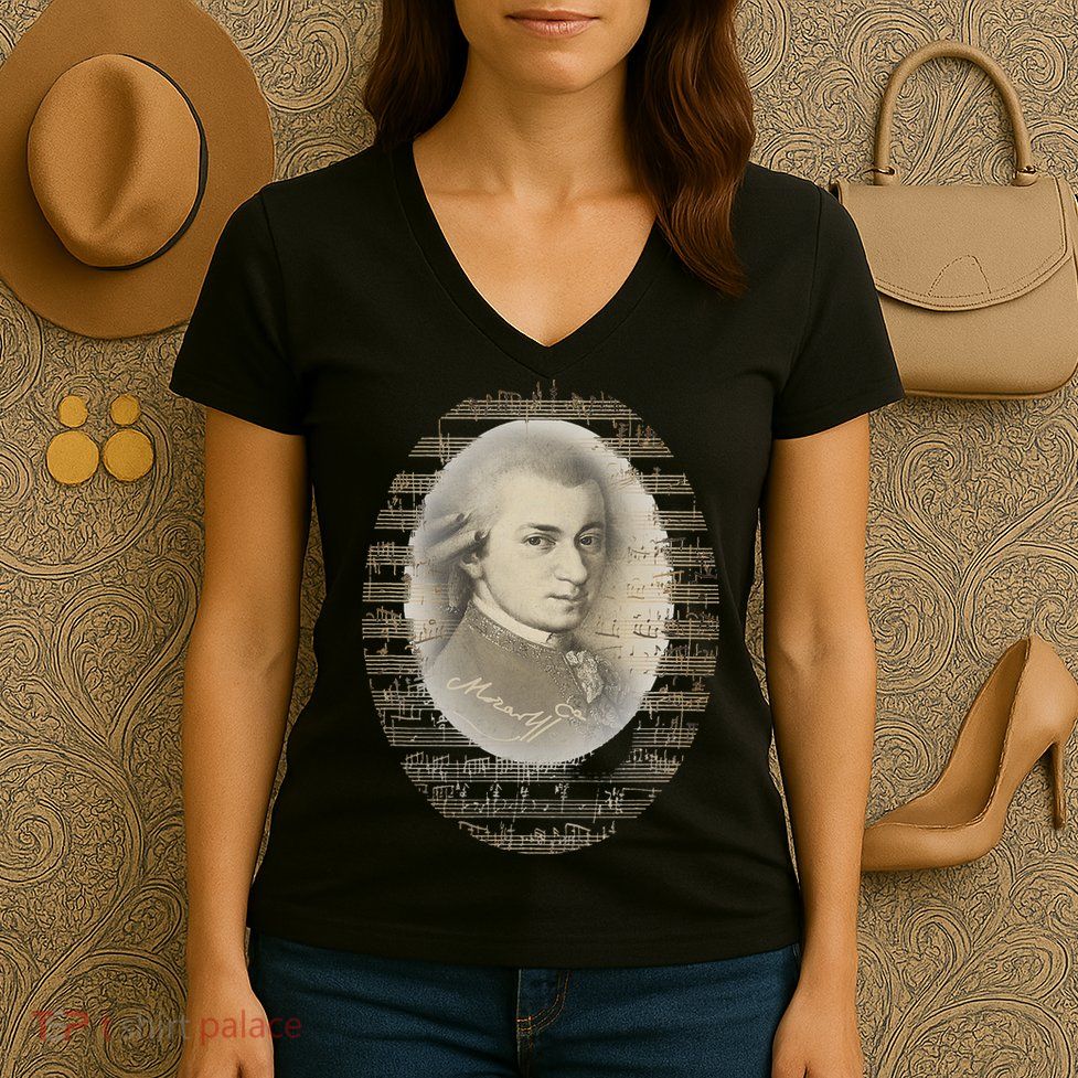 Mozart Mozart Portrait Classical Music Lover Gift Women's V-Neck T-Shirt