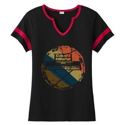 Music Musician Pianist Vintage Keyboard Player Piano Ladies Halftime Notch Neck Tee