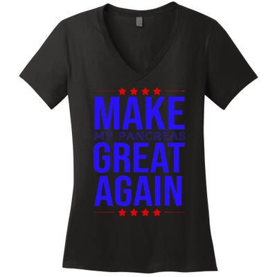 Make My Pancreas Great Again Diabetes Socks T1D Awareness Women's V-Neck T-Shirt