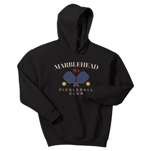 Marblehead Ma Pickleball Club For Paddle Lovers Kids Hoodie