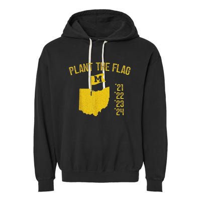 Michigan Map Plant The Flag 21 22 23 24 Garment-Dyed Fleece Hoodie