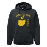 Michigan Map Plant The Flag 21 22 23 24 Performance Fleece Hoodie