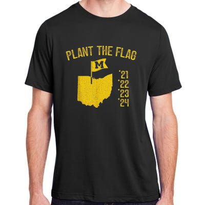 Michigan Map Plant The Flag 21 22 23 24 Adult ChromaSoft Performance T-Shirt