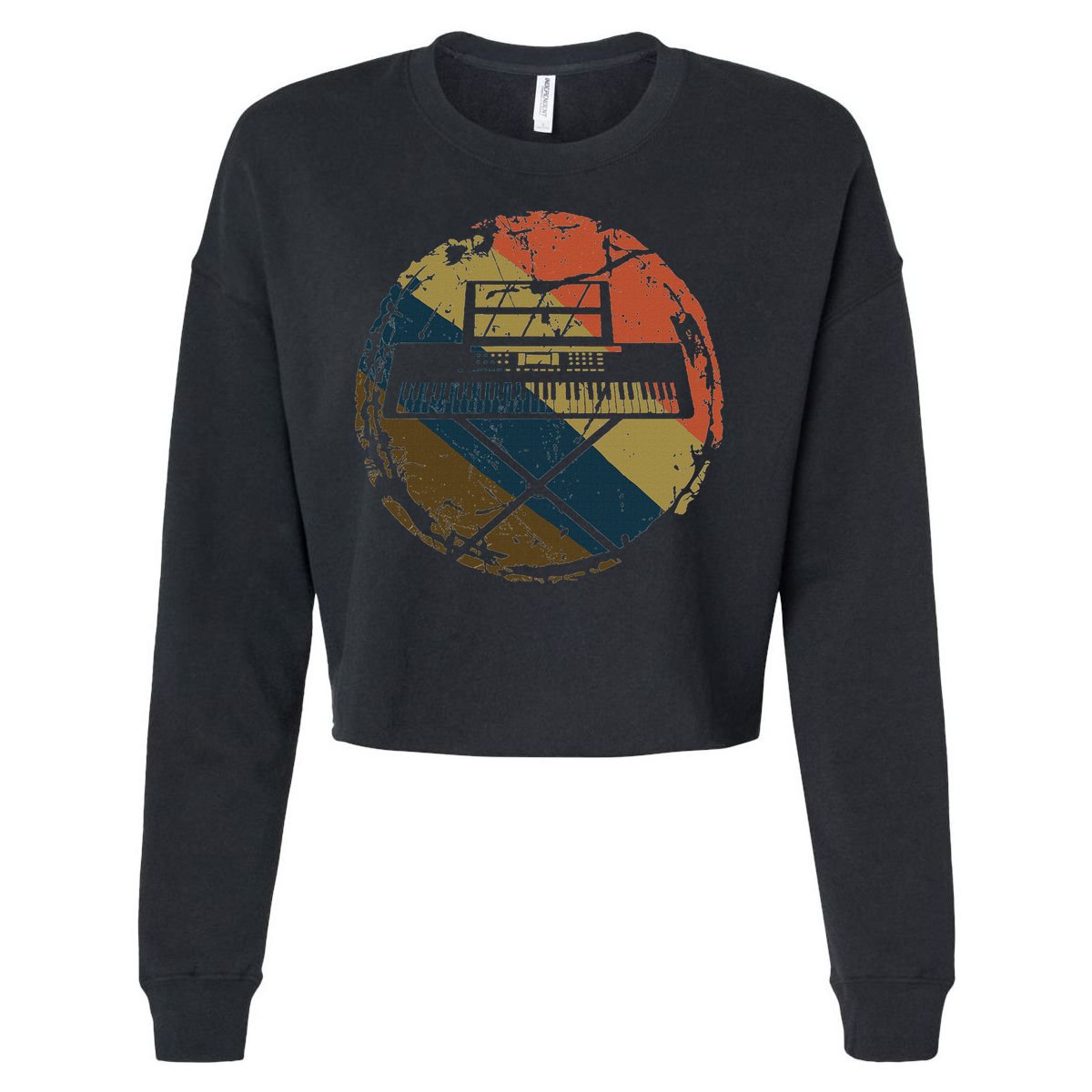 Music Musician Pianist Vintage Keyboard Piano Cropped Pullover Crew