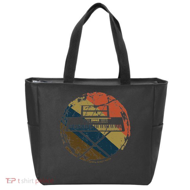 Music Musician Pianist Vintage Keyboard Piano Zip Tote Bag