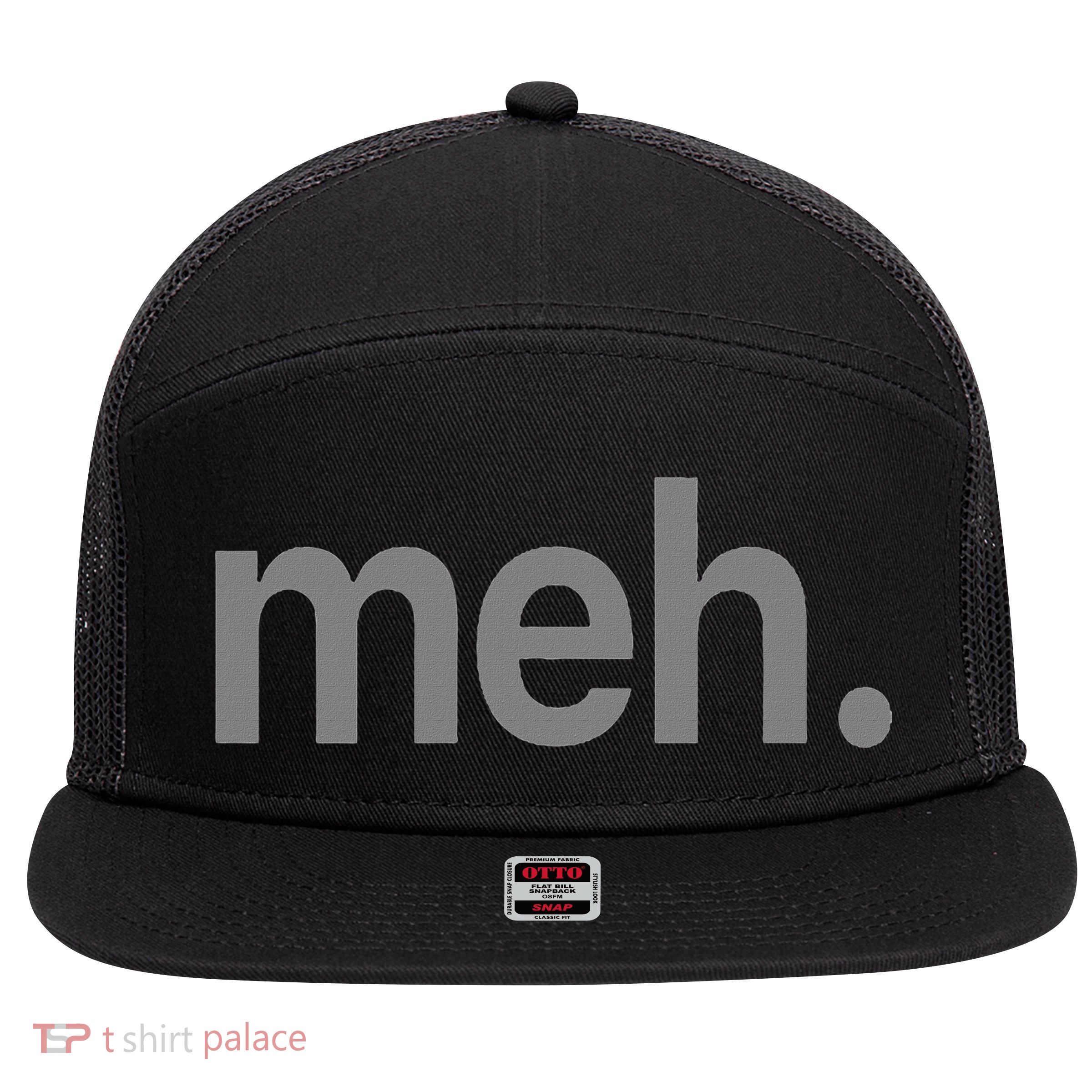 Modern Meh Phrase Adult, Children 7 Panel Mesh Trucker Snapback Hat