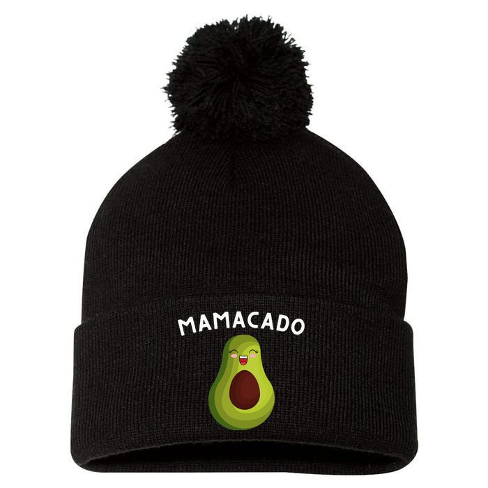 Mamacado Mom Pregnancy Announcement Avocado & Guacamole Pom Pom 12in Knit Beanie