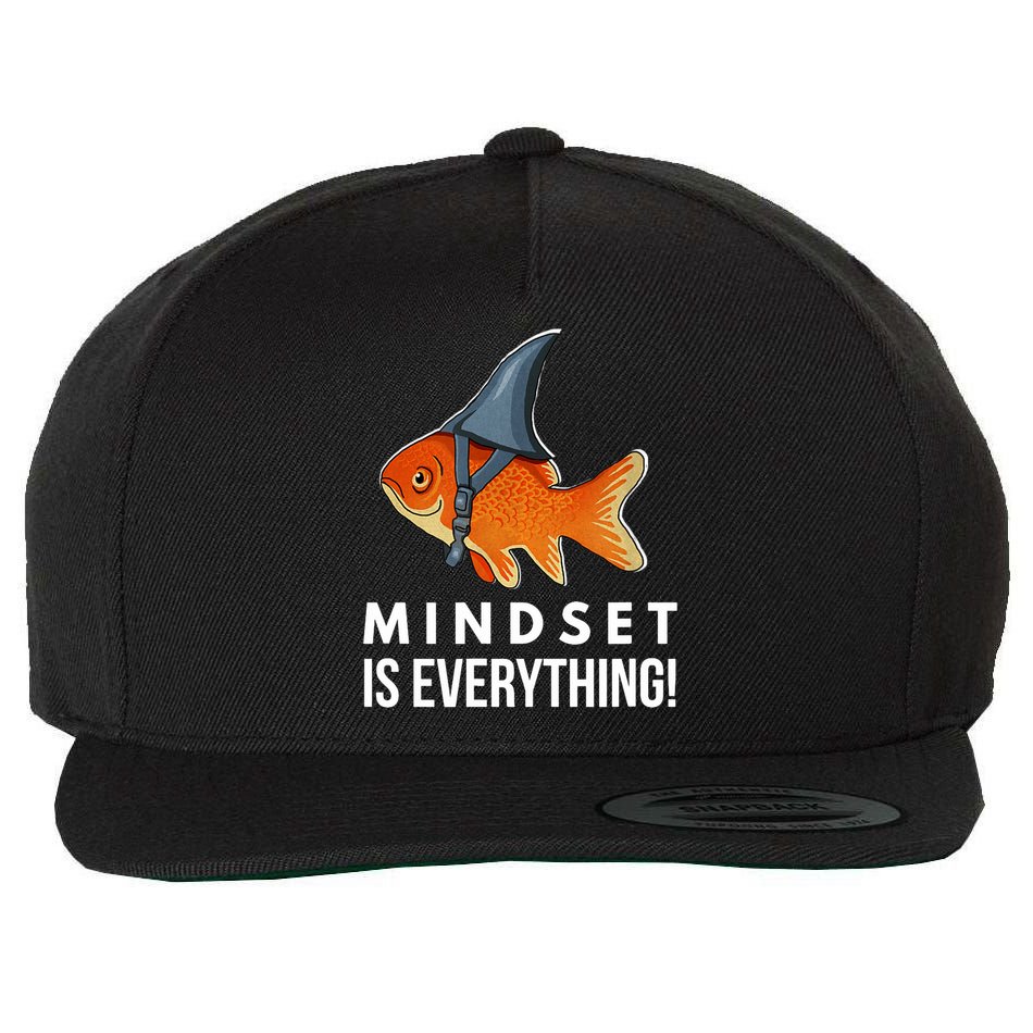 Mindset Motivational Quote Cute Goldfish Shark Fish Wool Snapback Cap