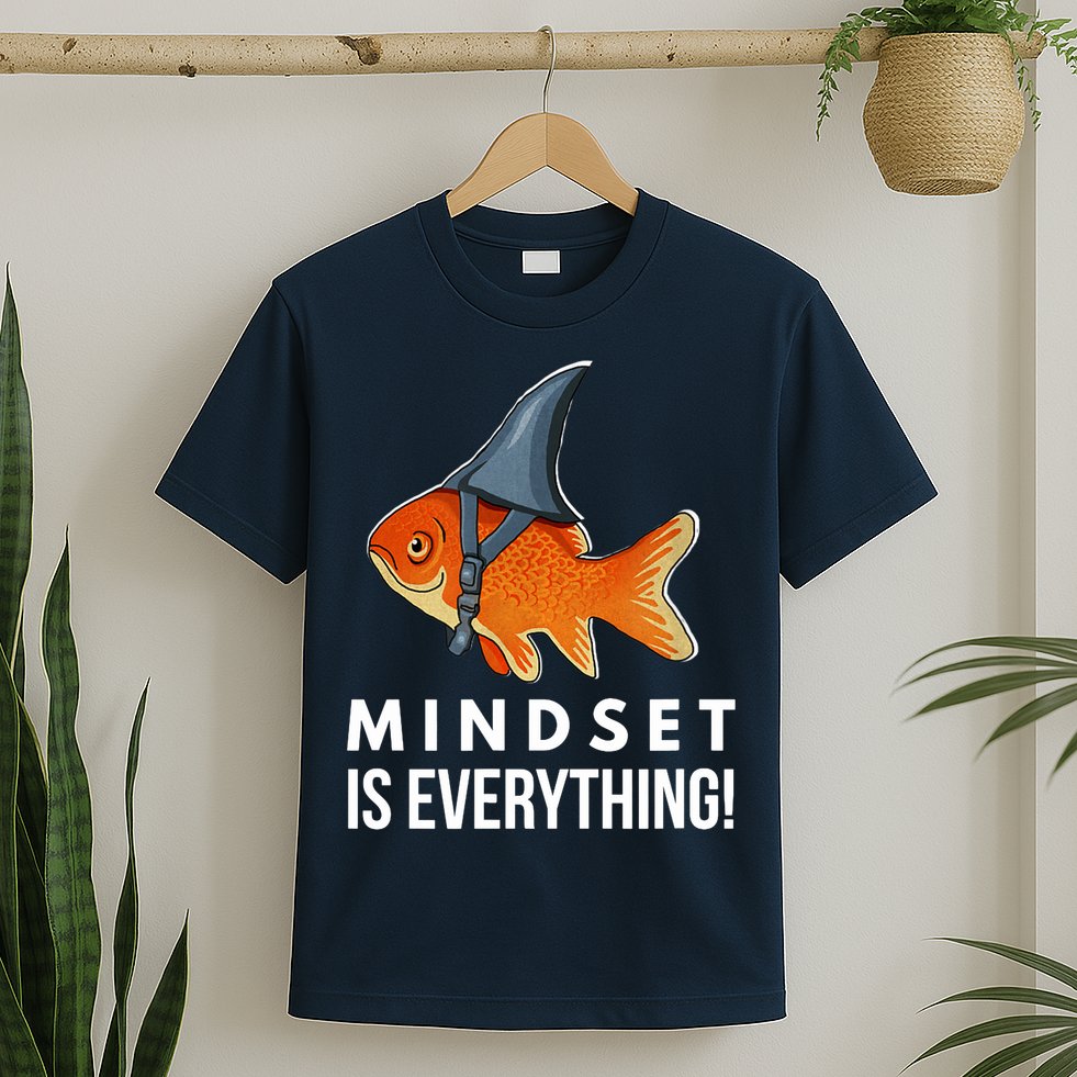 Mindset Motivational Quote Cute Goldfish Shark Fish T-Shirt