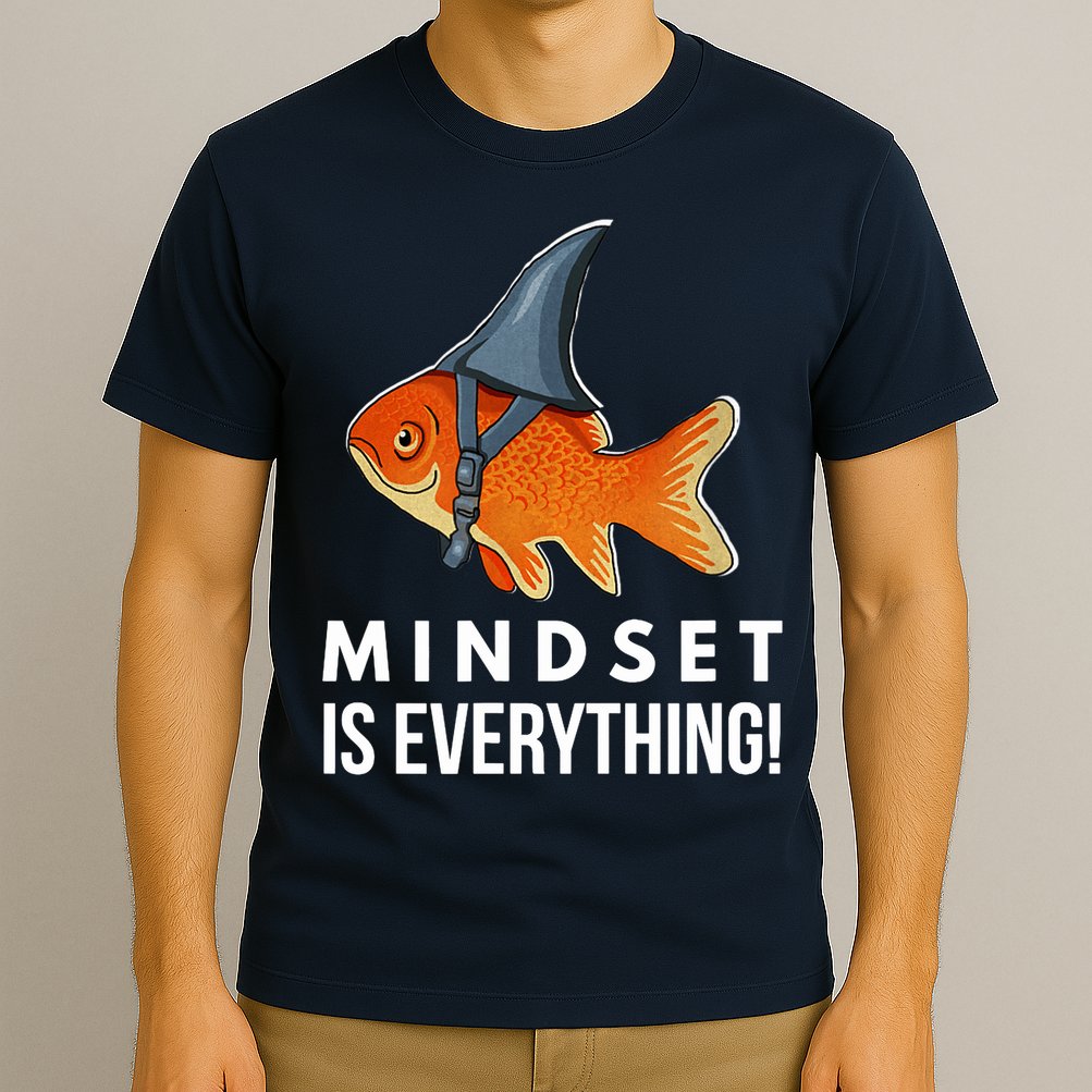Mindset Motivational Quote Cute Goldfish Shark Fish T-Shirt