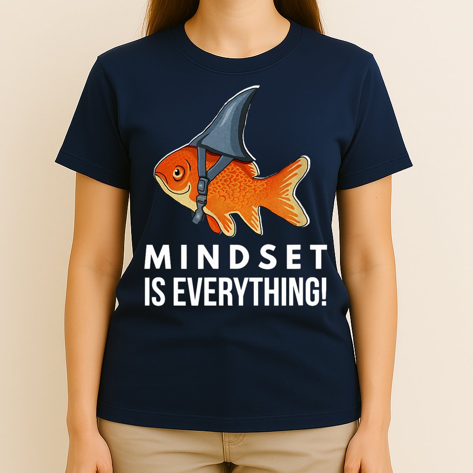 Mindset Motivational Quote Cute Goldfish Shark Fish T-Shirt