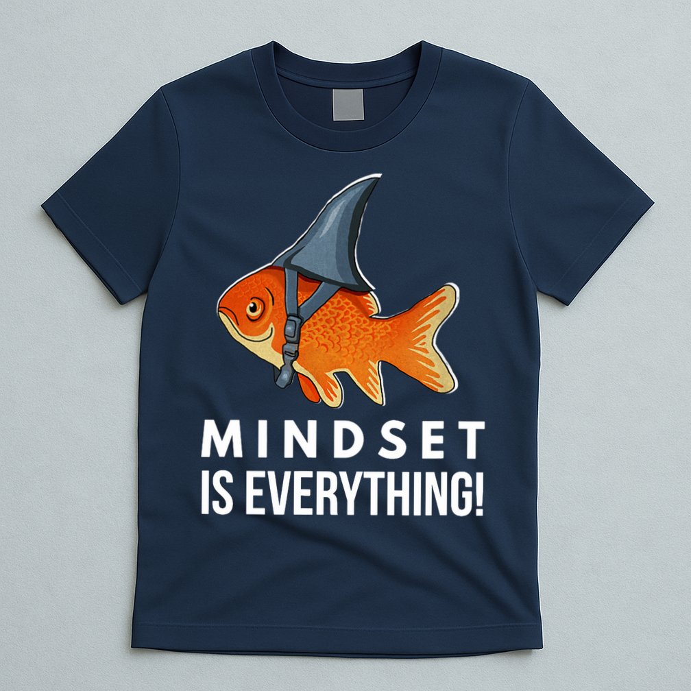 Mindset Motivational Quote Cute Goldfish Shark Fish T-Shirt
