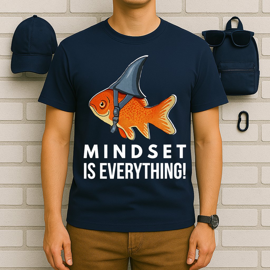 Mindset Motivational Quote Cute Goldfish Shark Fish T-Shirt