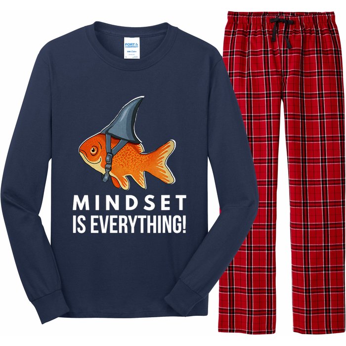 Mindset Motivational Quote Cute Goldfish Shark Fish Long Sleeve Pajama Set