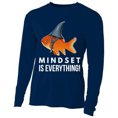 Mindset Motivational Quote Cute Goldfish Shark Fish Cooling Performance Long Sleeve Crew
