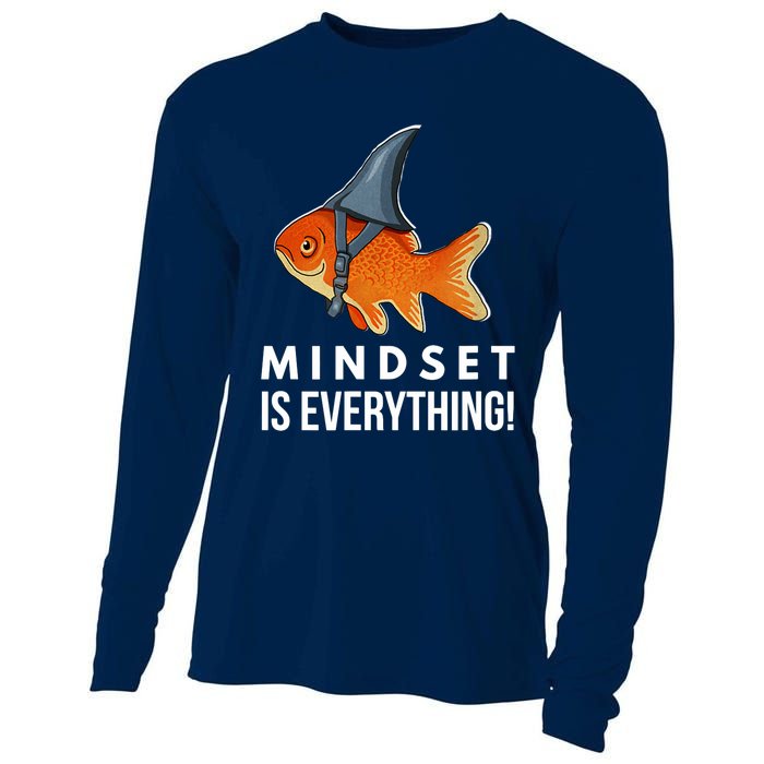 Mindset Motivational Quote Cute Goldfish Shark Fish Cooling Performance Long Sleeve Crew